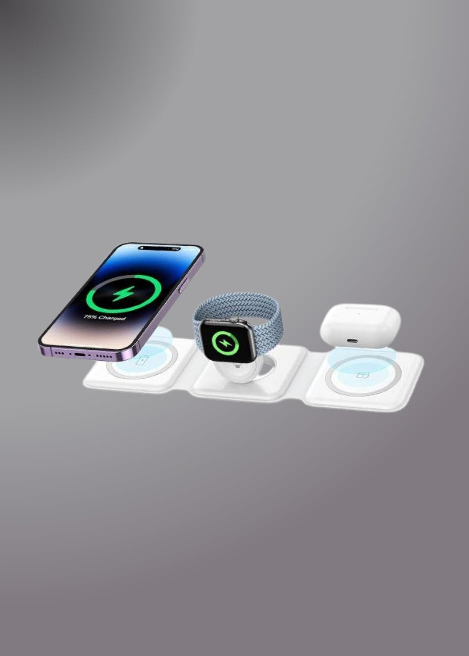 3 In 1 15w Fast Wireless Magnetic Charging Pad For Iphone, Airpods, Smartwatch