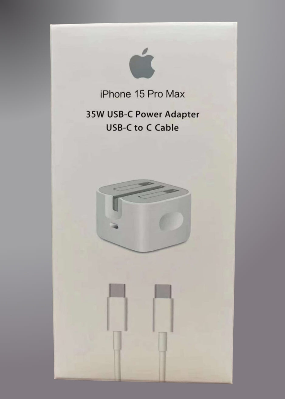 IPHONE 15 PRO MAX 3 PIN (UK PIN) 35W USB-C POWER ADAPTER (Without Packing)