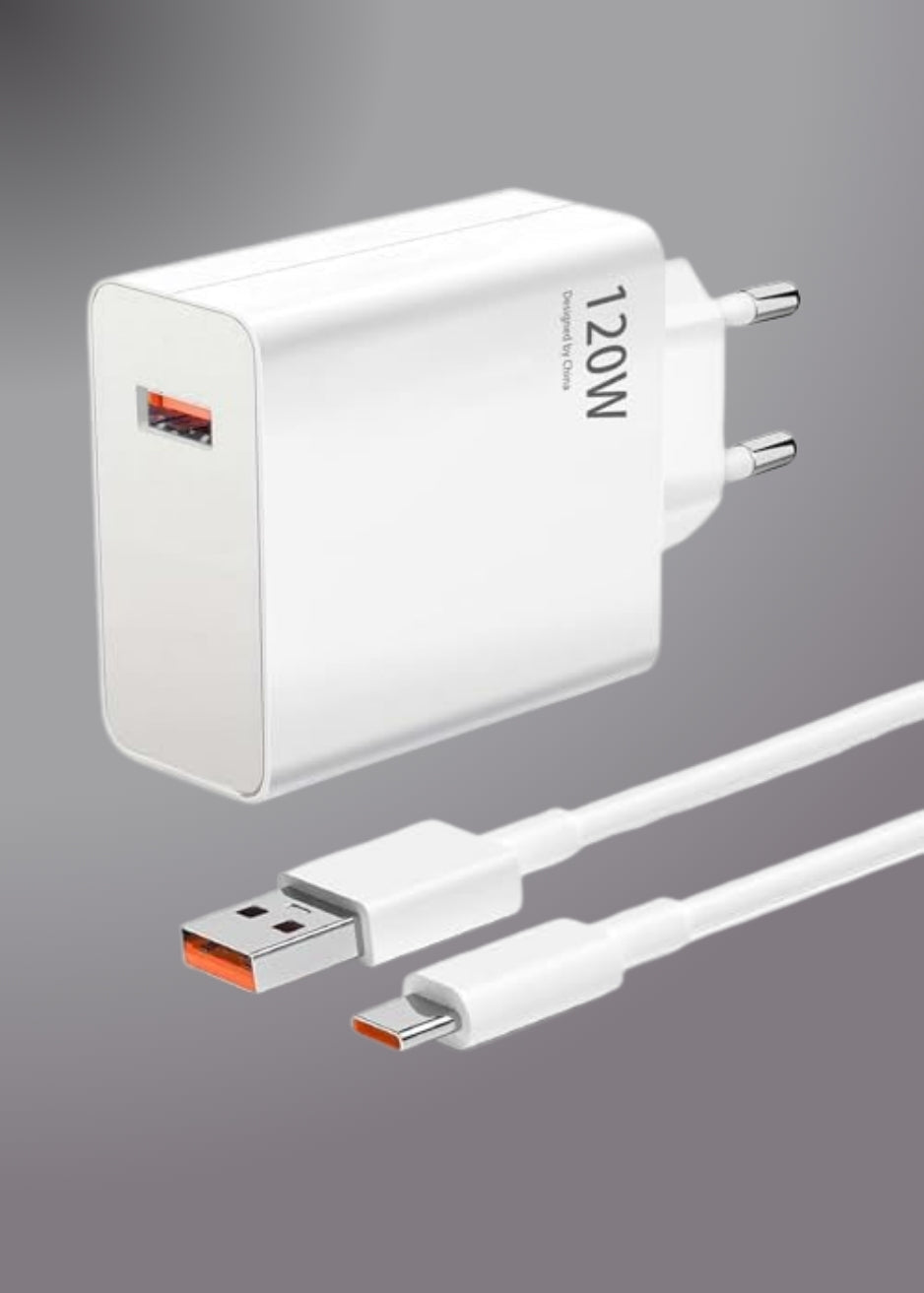 XIAOMI 120W EU PLUG QC3.0 FAST QUICK WALL CHARGER WITH CABLE