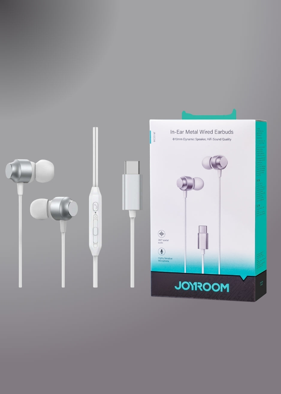 Joyroom-ec06 Type-c Series In-ear Metal Wired Earbuds Black
