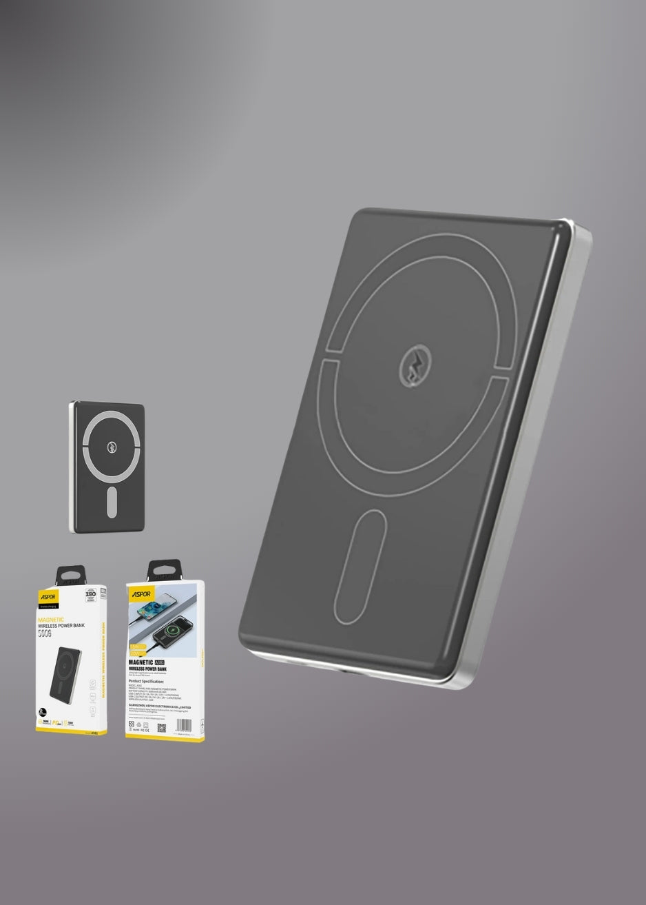 Aspor A381 Magnetic Portable Mini 5000mah Wireless Power Bank