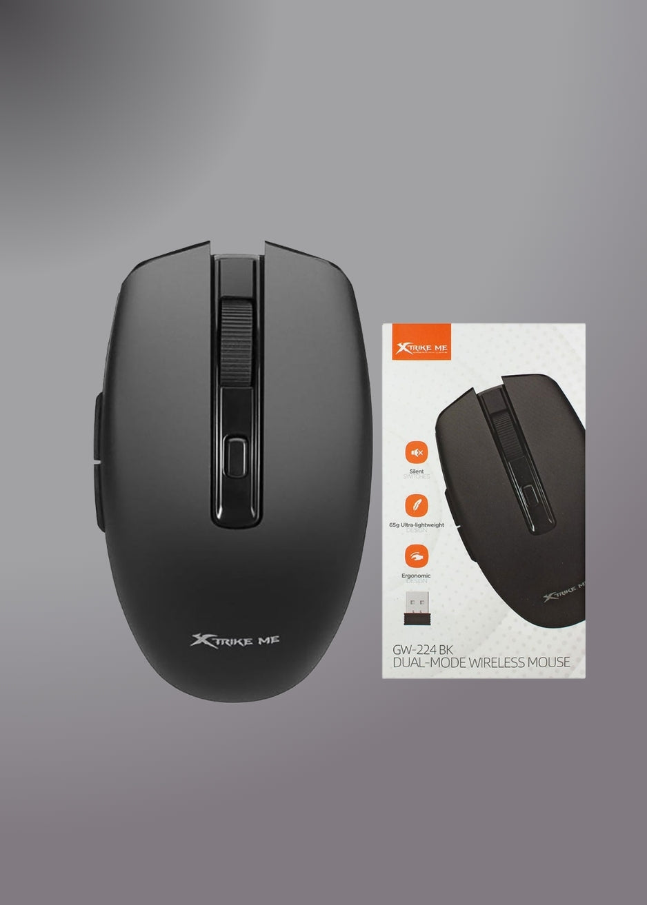 Xtrike Me Gw-224 Bk Wireless Mouse 2.4g Bt 5.2 800-1200-1600dpi Black