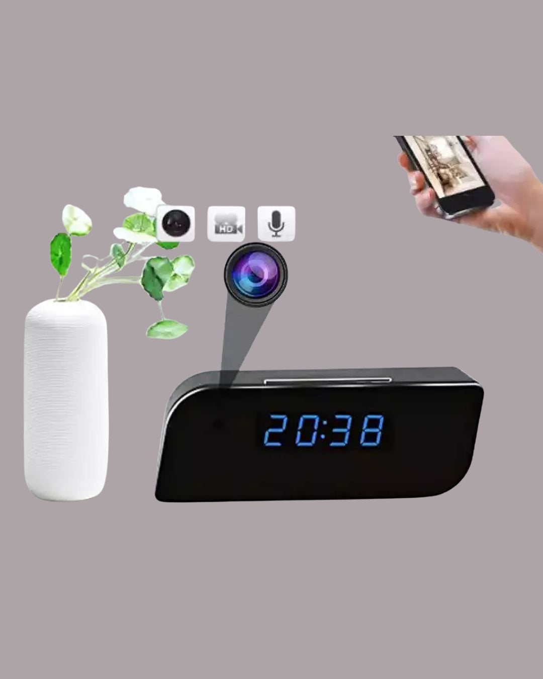 Hidden T3 Wifi Table Clock Hd 1080p