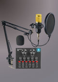 V8 Bm-800 Podcast Mic Set With Live Sound Card,Condenser Microphone With Rechargeable 12 Kinds Of Auxiliary Background For Karaoke Singing, Youtube Recording Mic