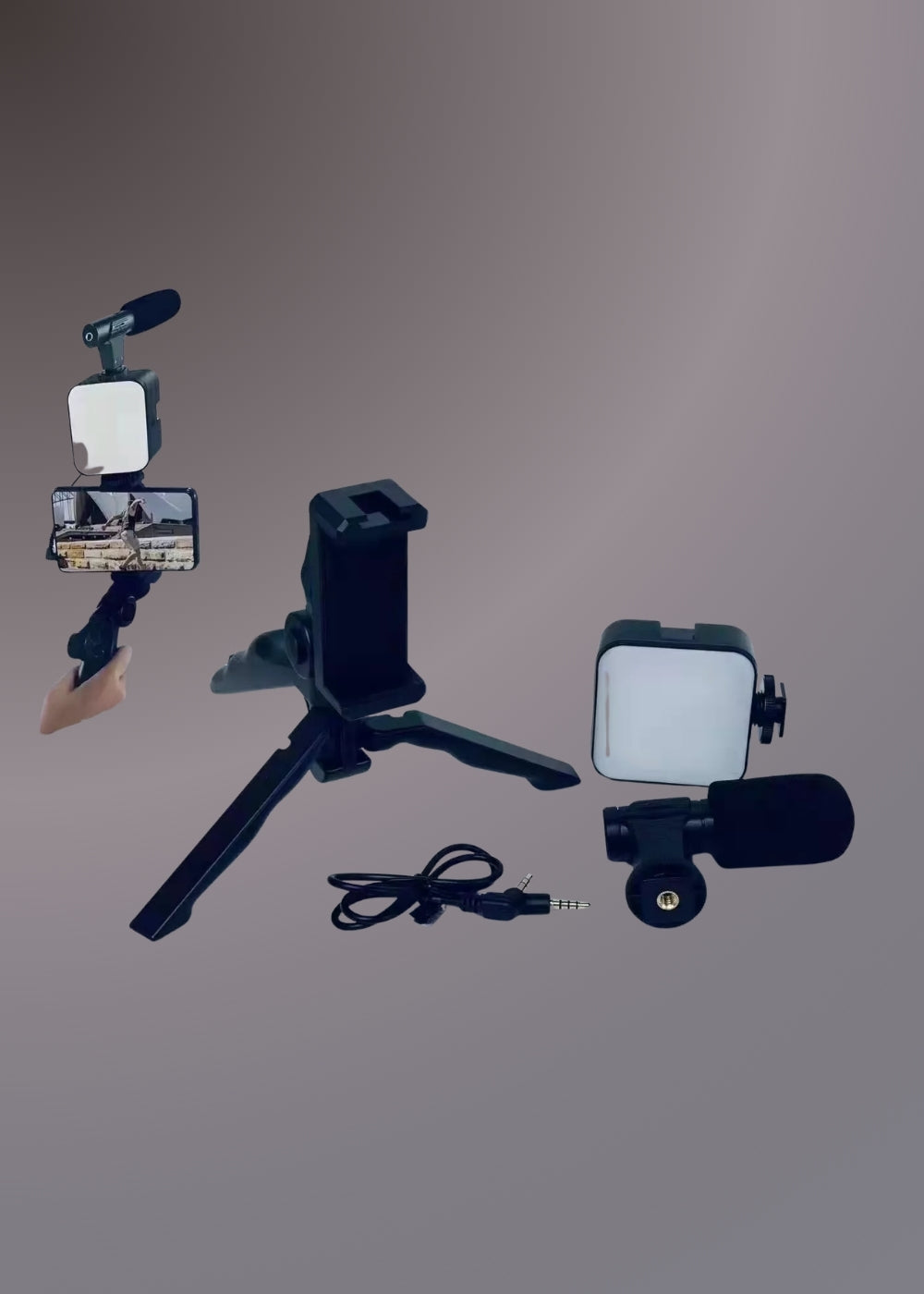 AY-49 VIDEO MAKING KIT VLOGGING TRIPOD TRIPLE BAND LIGHT